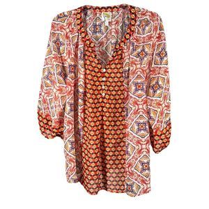 Fig  And Flower Womens Sz L Boho Peasant Blouse